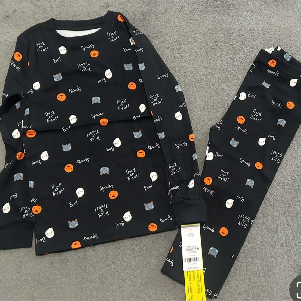 NWT Carter's Black and Orange Halloween Pajama Set